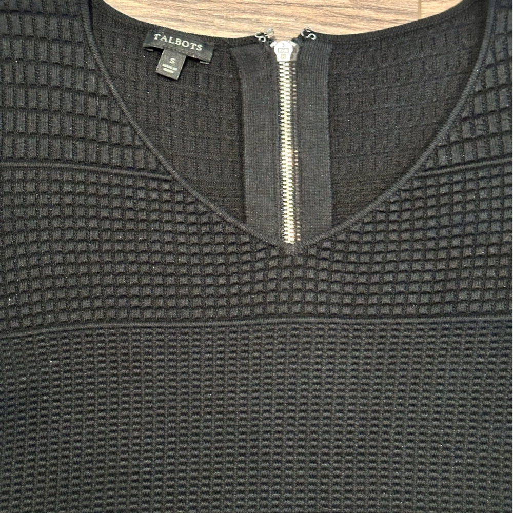Talbots Black Mixed Media Textured Sweater Dress Size Small - Picture 6 of 7